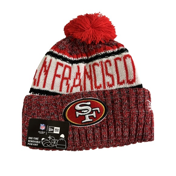 San Francisco 49ers Niners Knit Winter Hat Beanie New‎ Era Cap Pom Fleece NWT - Picture 1 of 7